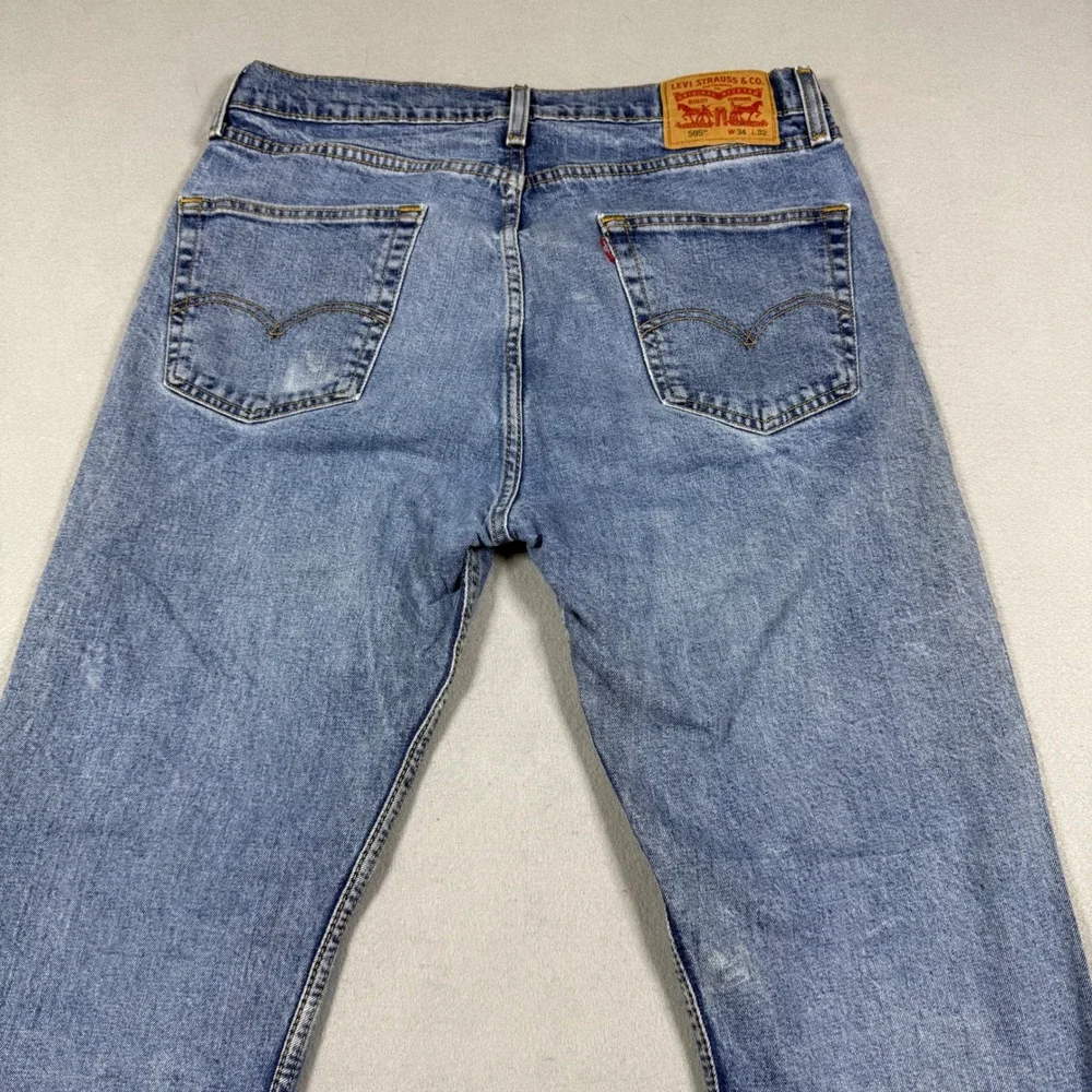 Levis Regular Fit Straight Leg Jeans Medium Wash Blue Denim Mens 34x32